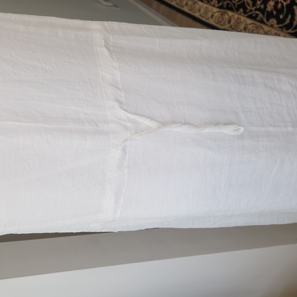 Gauze White Tunic Dress Flower Art Print Sleeveless Size XL - Picture 8 of 16